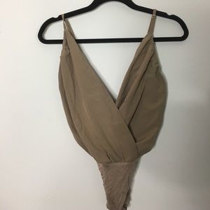 Beige backless one piece